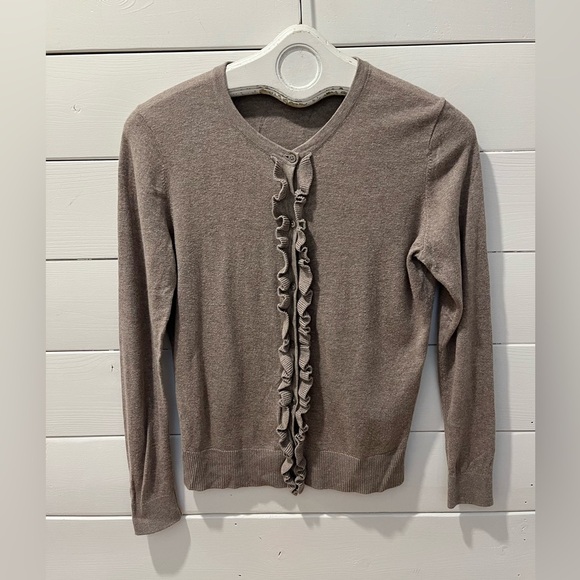 🤎Banana Republic Ruffle Trim Cardigan - Size S🤎 - Picture 1 of 8